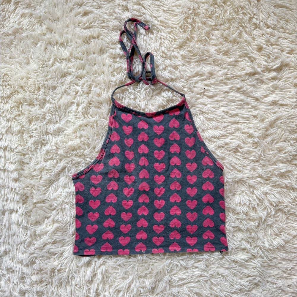 Aeropostale Heart Pattern Halter Top